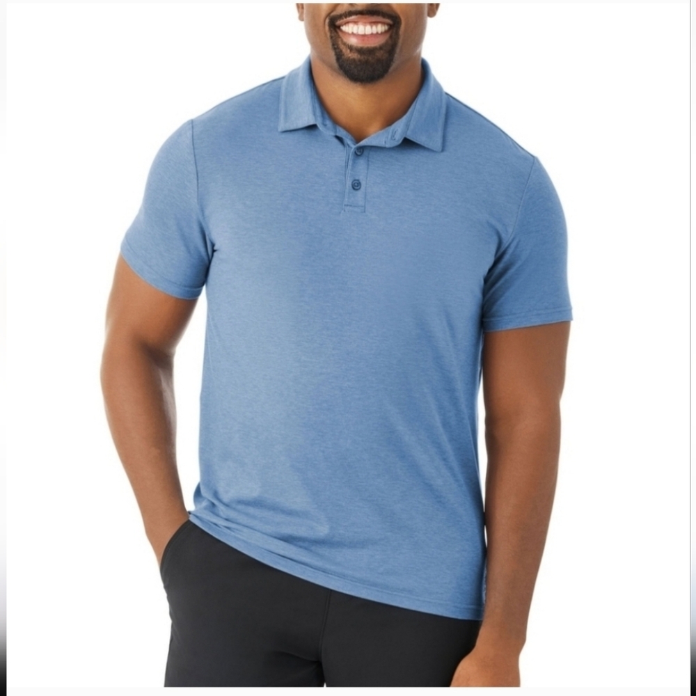 Lot Of 2 Members Mark Blue Performance Polo Shirt Sz Small